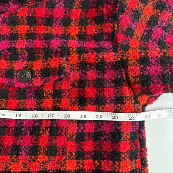 Sanctuary The Shacket Roller Plaid Jacket Button Red Pink Black Large Revolve - Picture 6 of 9